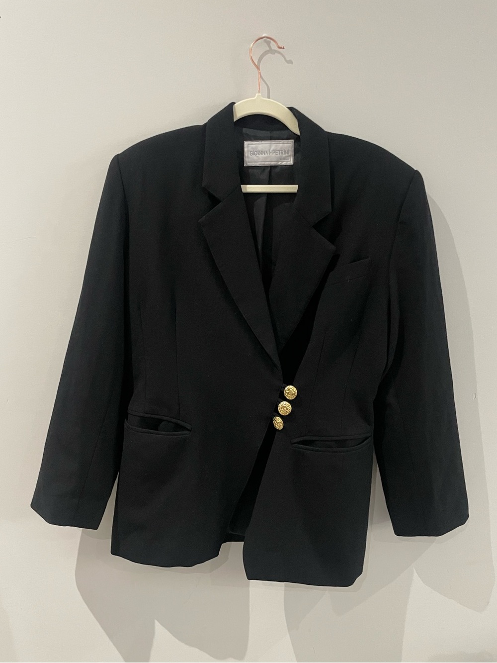 Vintage Giovanni Petrini Black Blazer with Gold Buttons